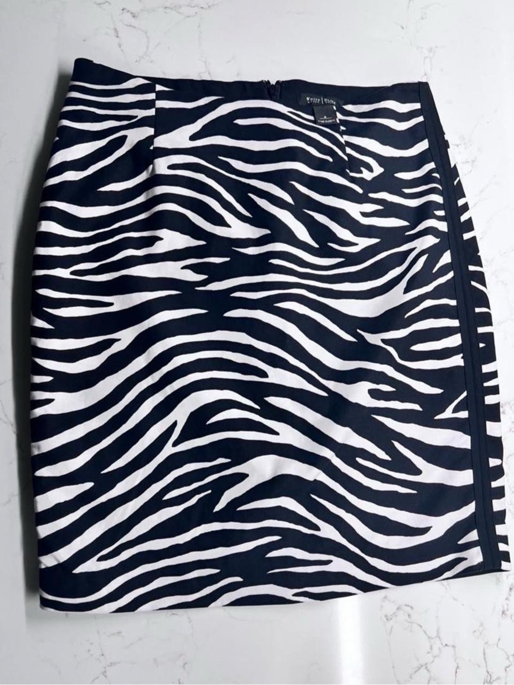White House Black Market Black and White Zebra Pencil Skirt